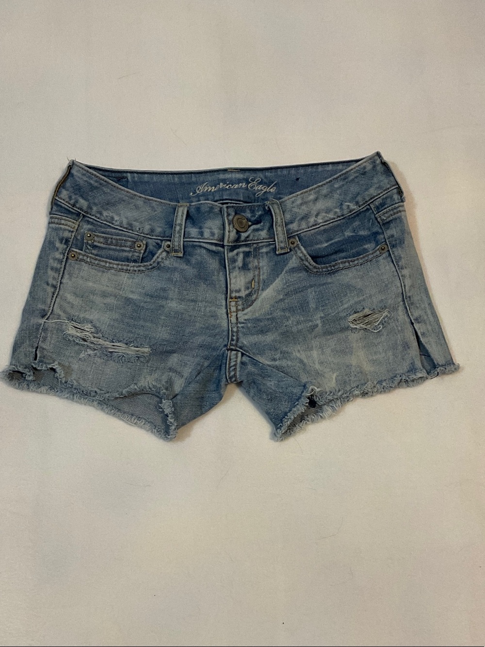 American Eagle Outfitters Light Wash Distressed Denim Cutoff Shorts